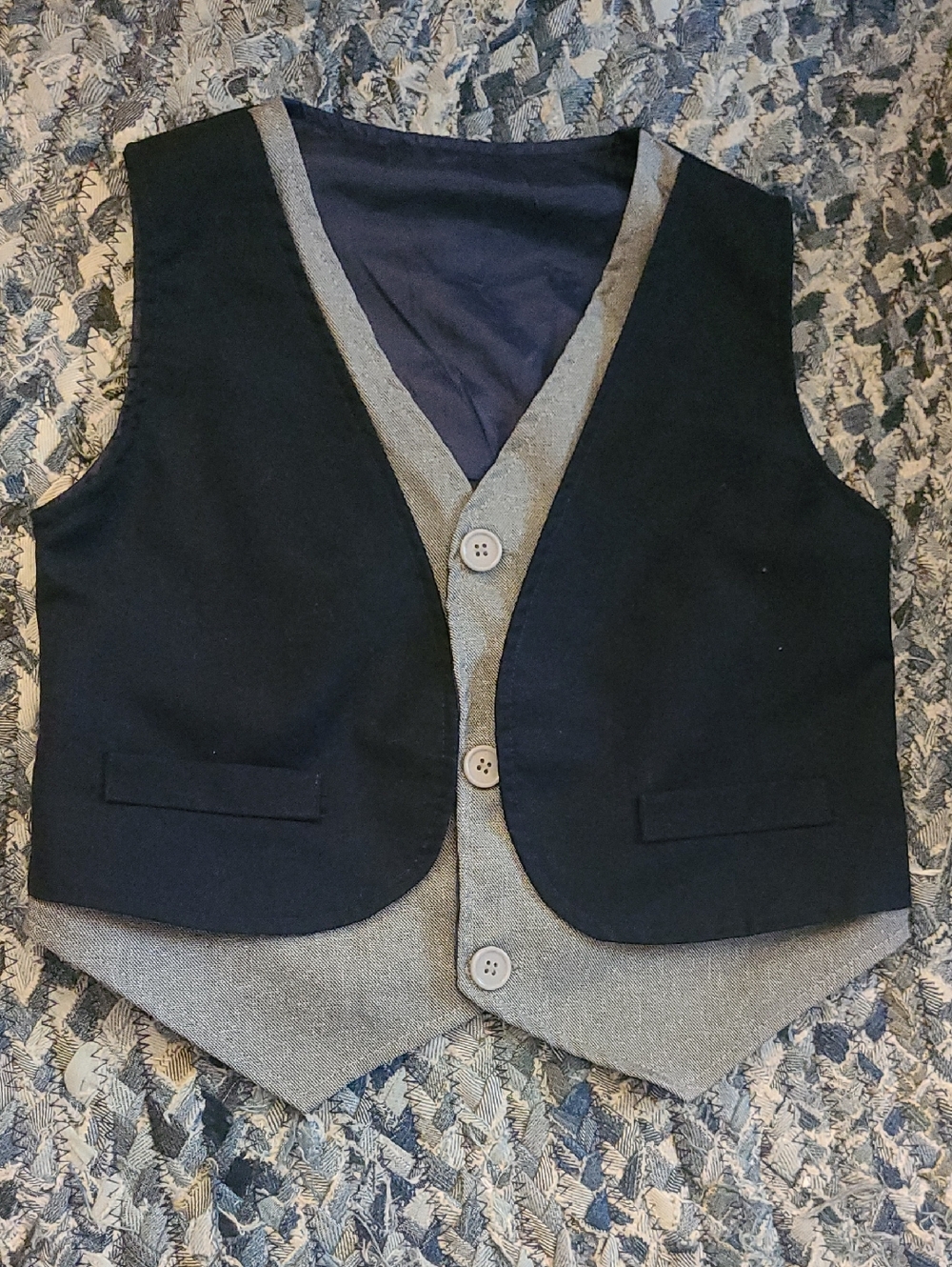 Boys Navy Blue And Grey Vest
